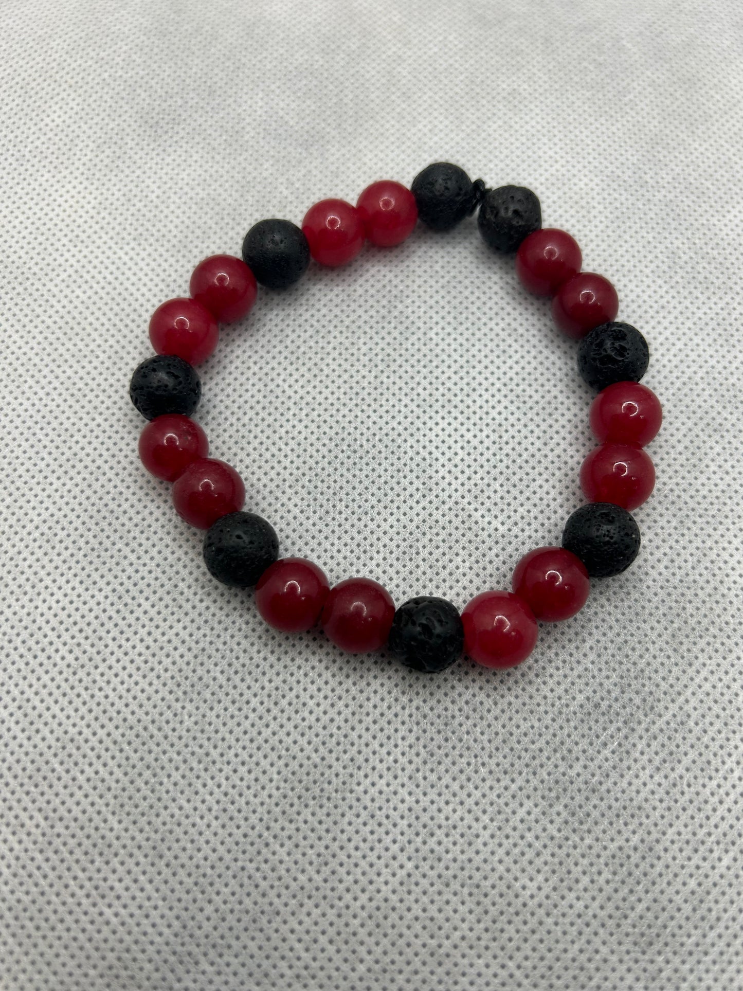 Red Quartz Black Lava Gemstone Bracelet