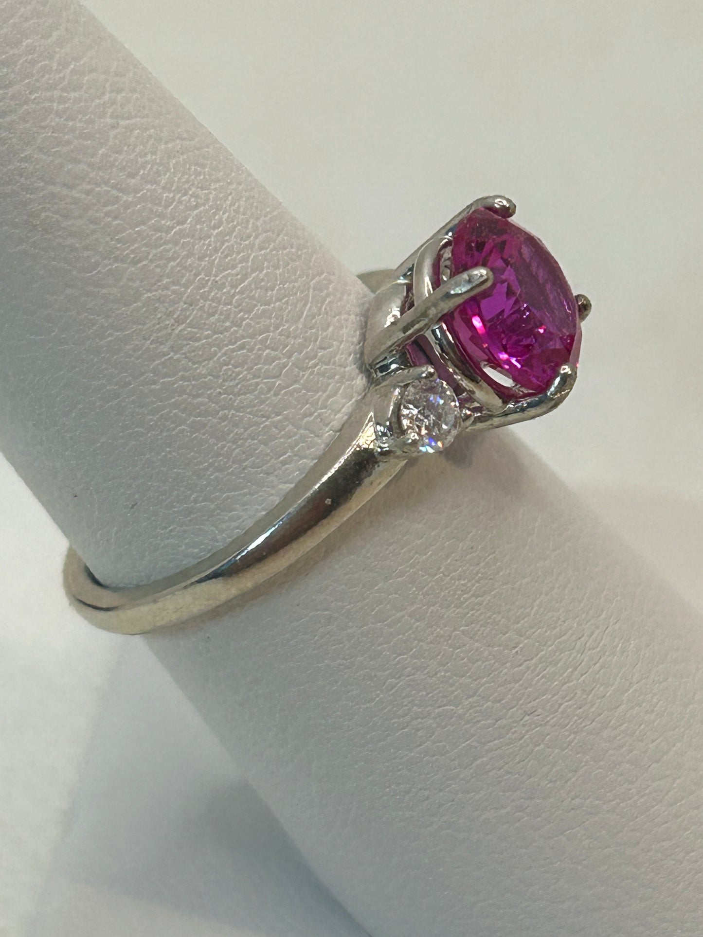 Pink Sapphire Sterling Silver Ring
