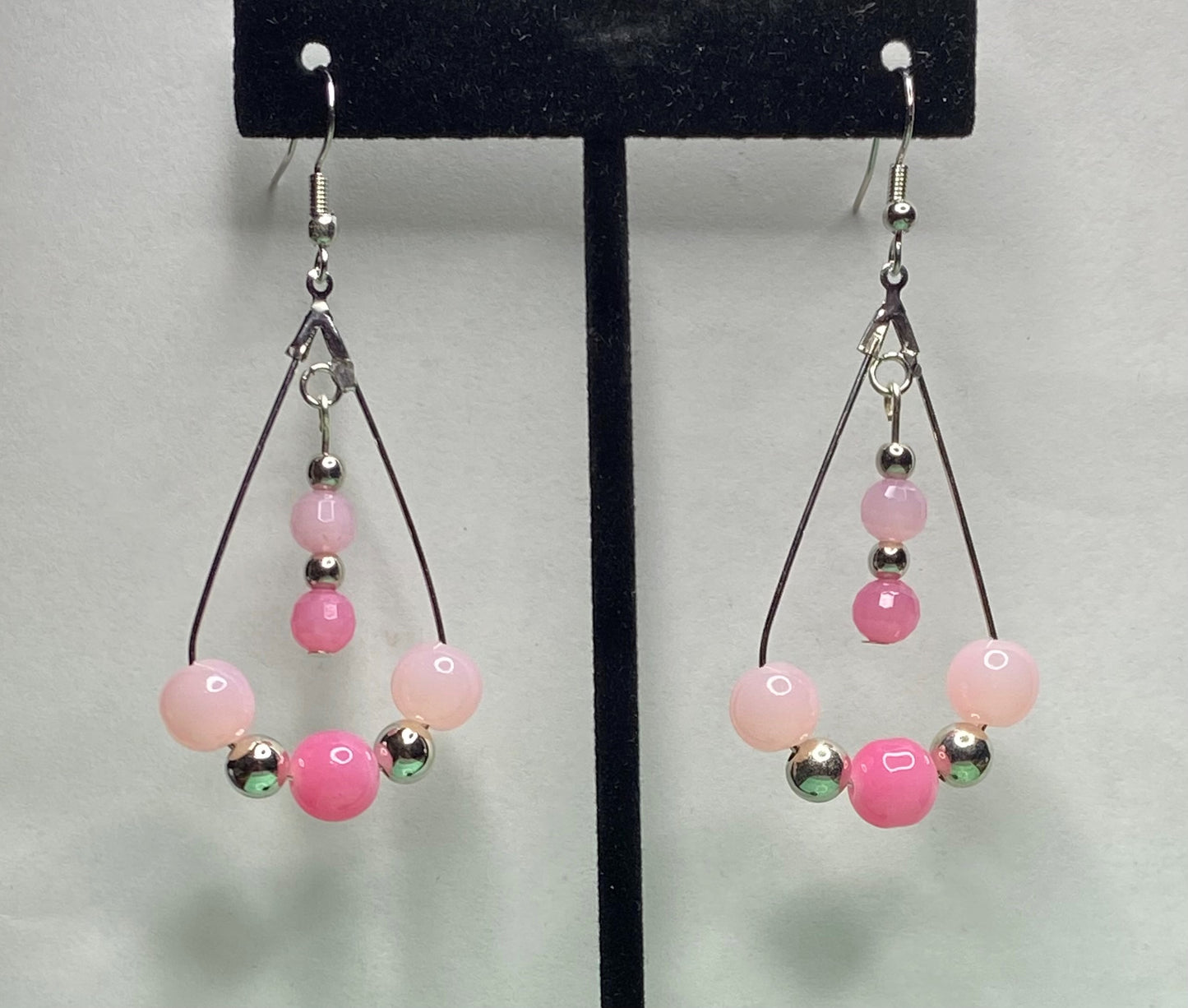 Pink Silver Dangle Earrings