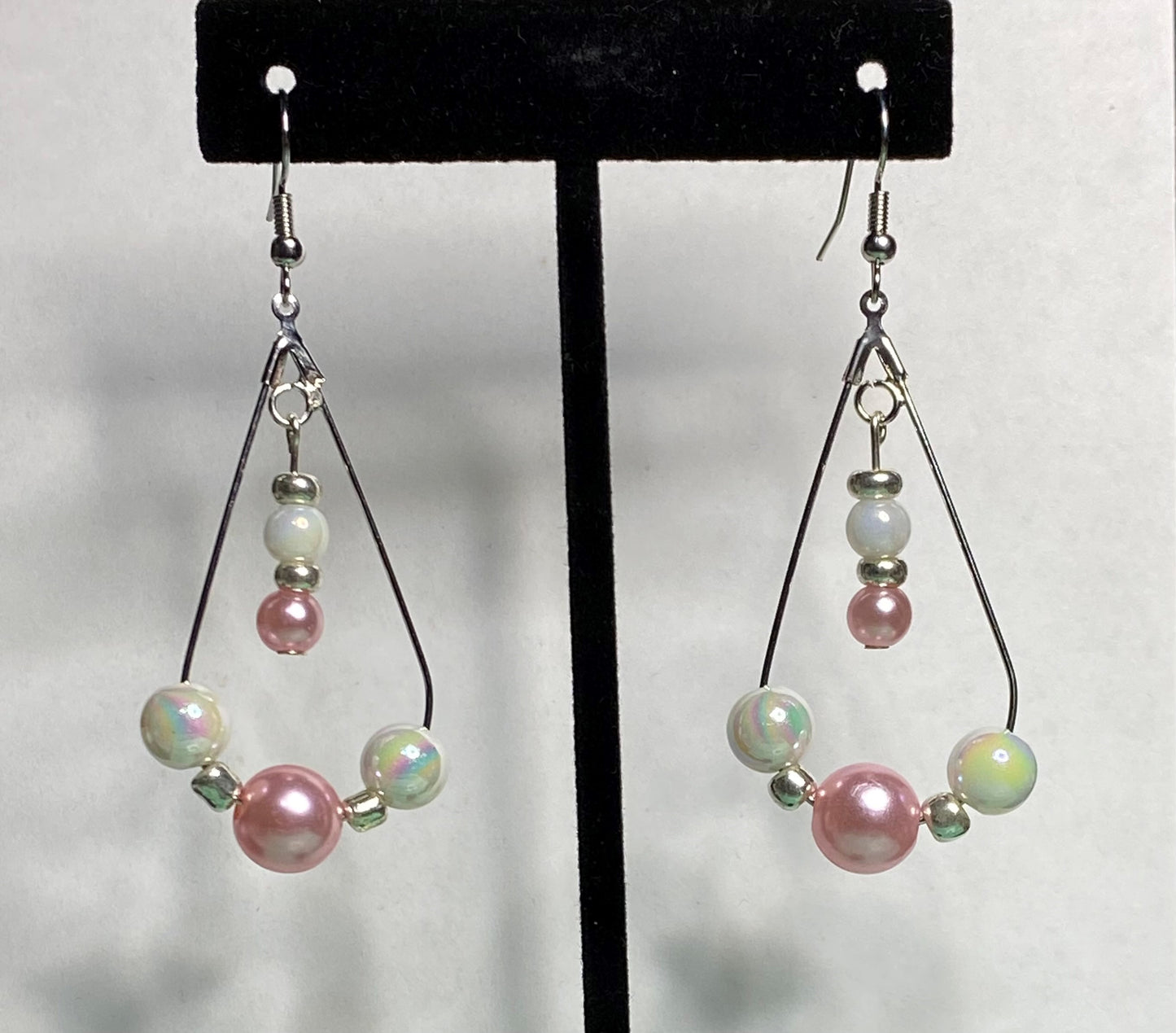 Pink, White Dangle Earrings
