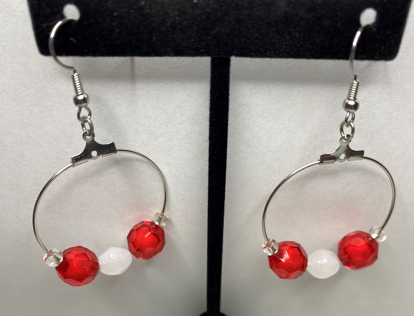 Red, White Hoop Earrings