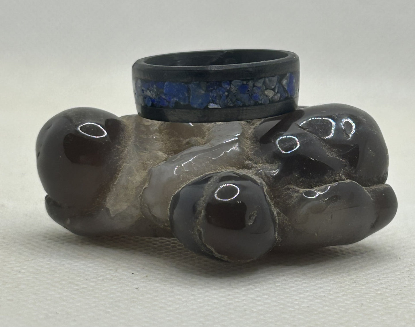 Lapis Lazuli (Mottled Blue) Black Carbon Fiber Ring