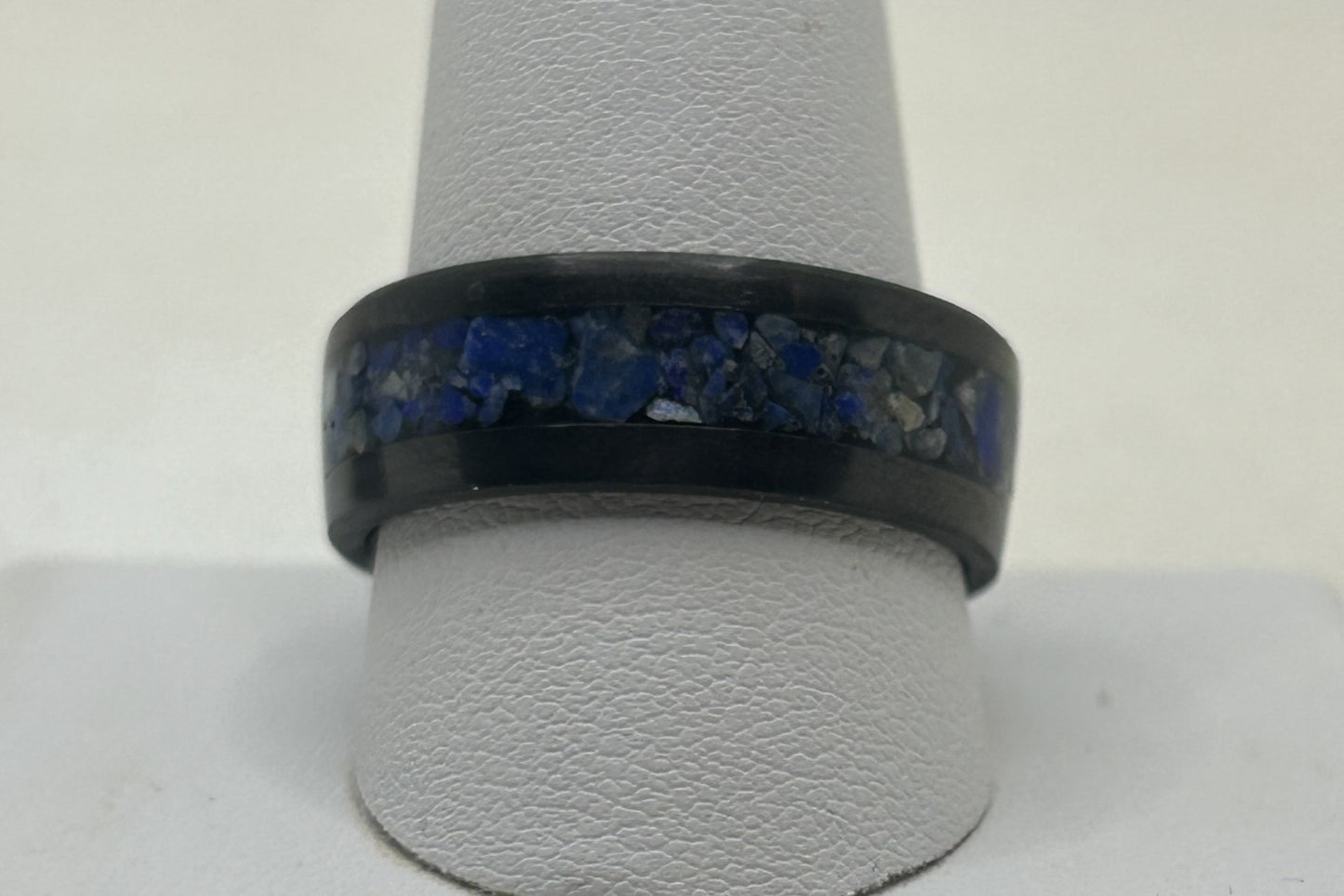 Lapis Lazuli (Mottled Blue) Black Carbon Fiber Ring