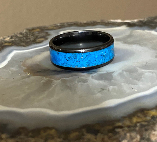 Turquoise Blue Glow Powder Ring