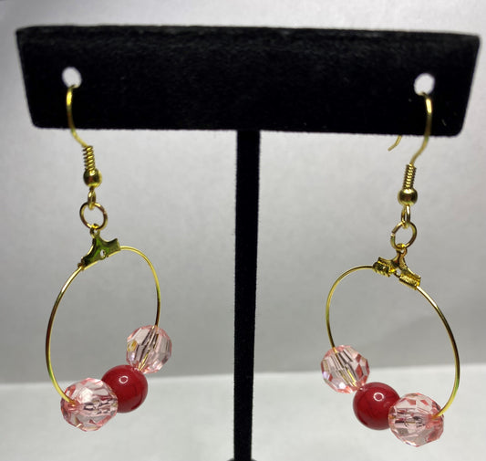 Burgundy Red, Pink Earrings