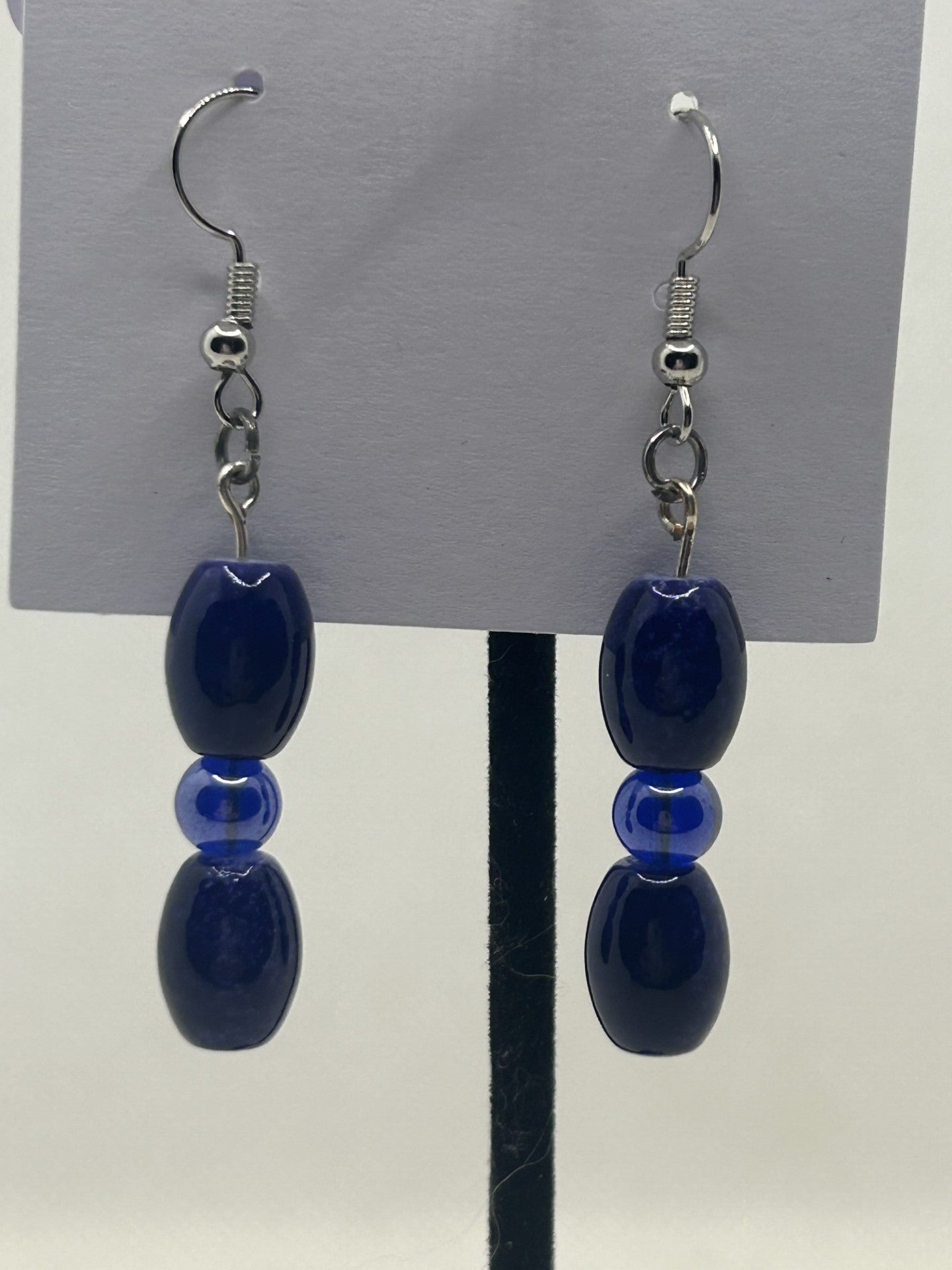 Blue Earrings & Blue/White Silver Plated Bracelet & Necklace