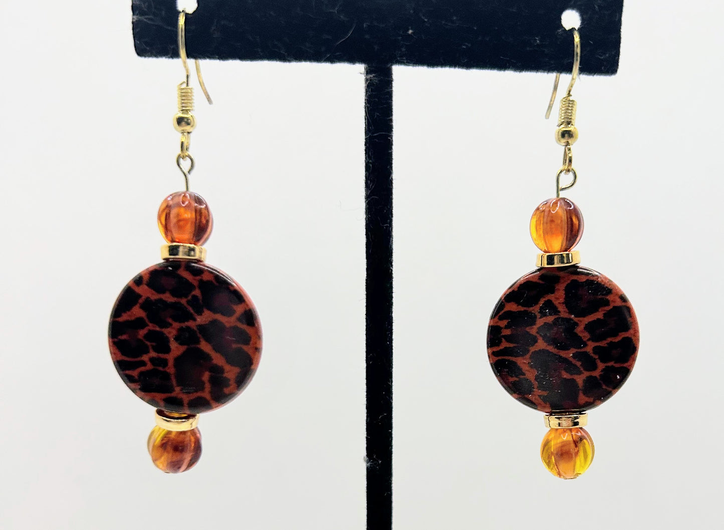 Orange, Brown Gold plated Necklace with Earrings (2 sets)