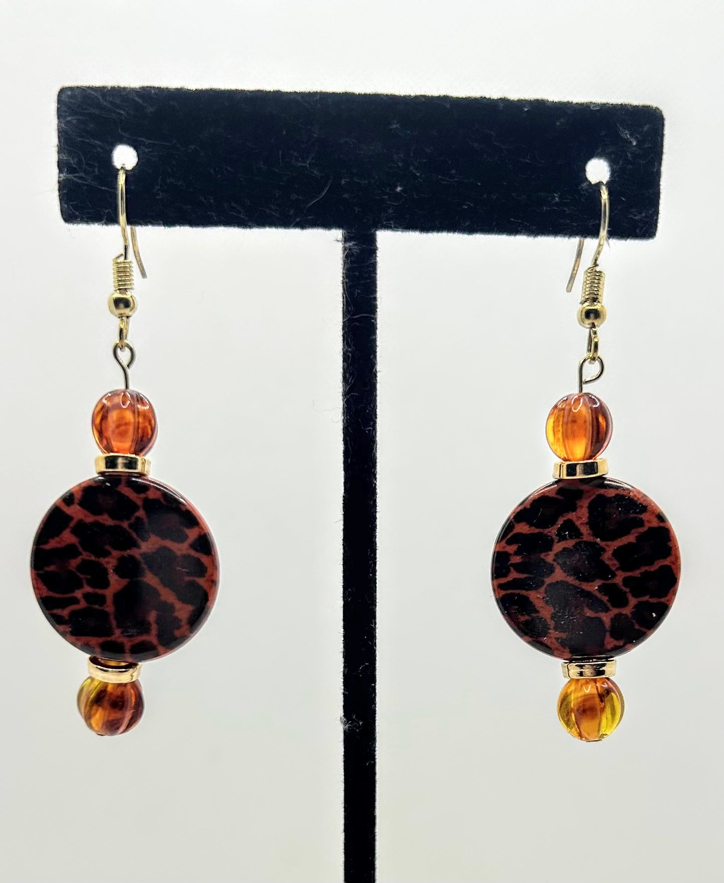 Orange, Brown Gold plated Necklace with Earrings (2 sets)