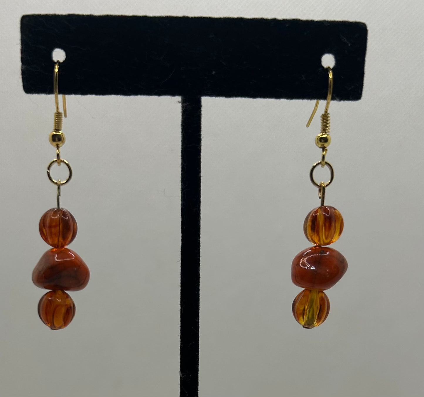 Orange, Brown Gold plated Necklace with Earrings (2 sets)