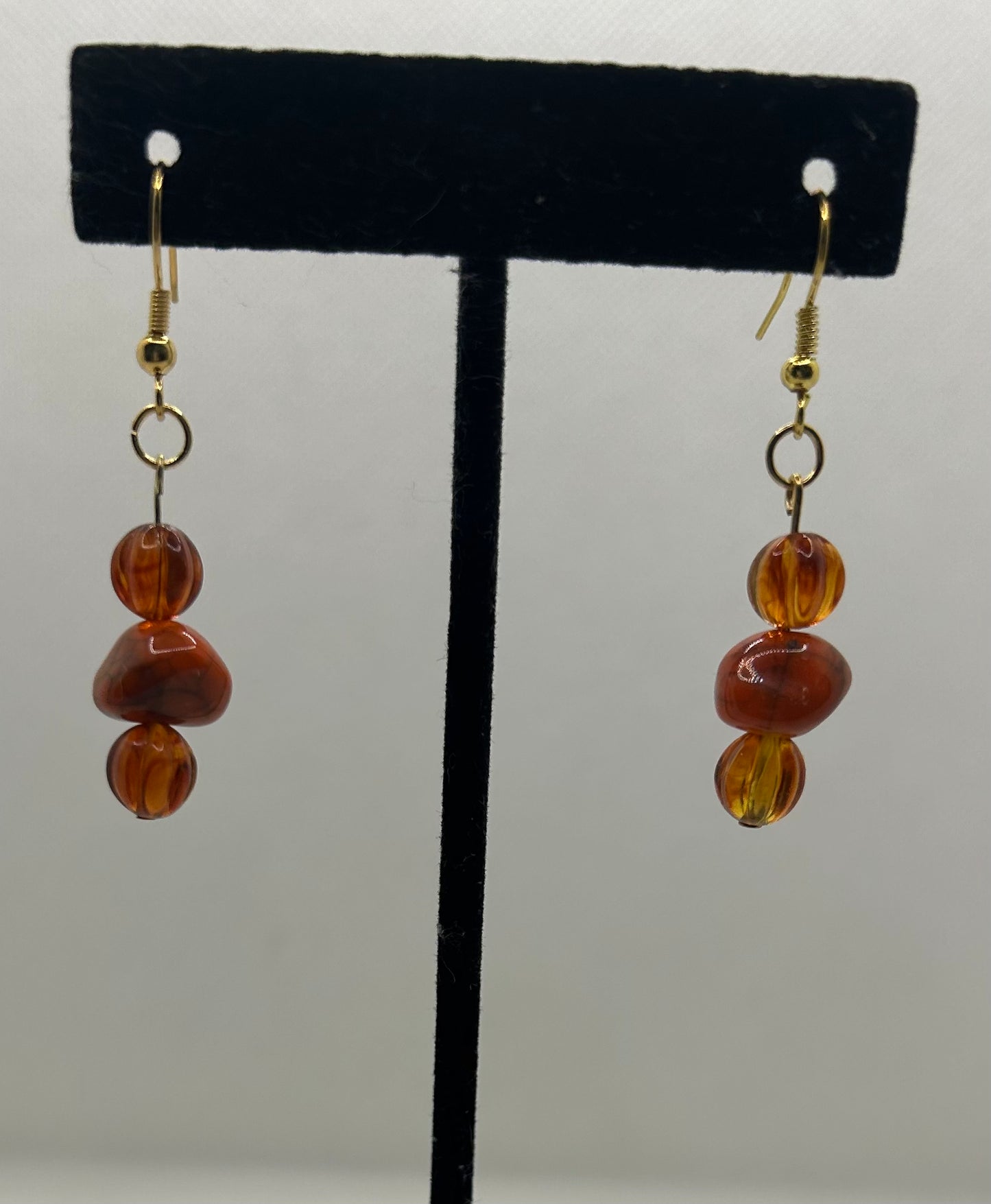 Orange, Brown Gold plated Necklace with Earrings (2 sets)