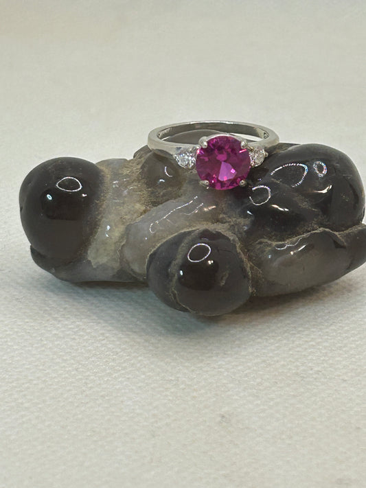 Pink Sapphire Sterling Silver Ring