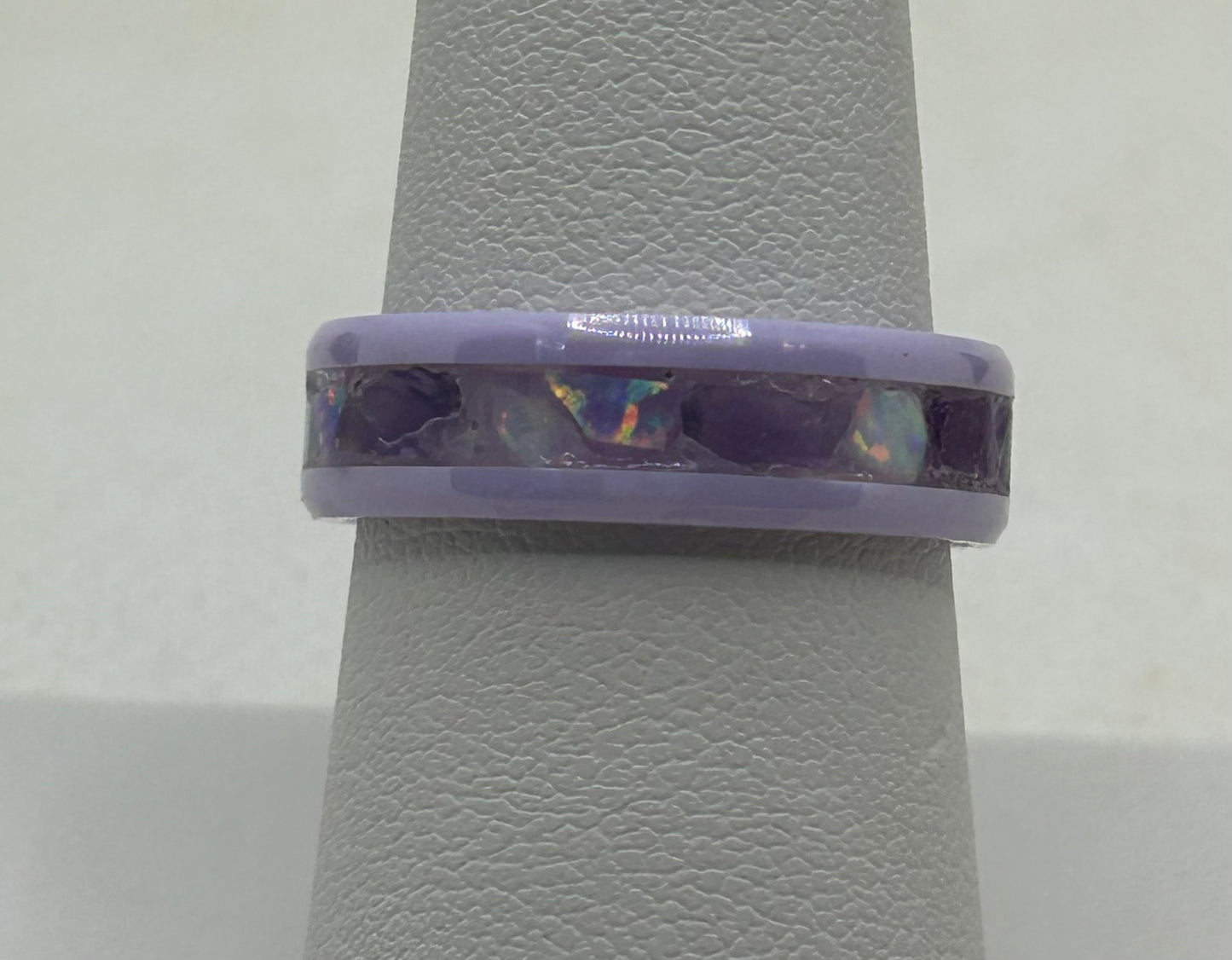 Periwinkle Opal Amethyst Ceramic Ring