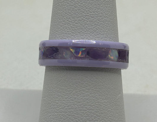 Periwinkle Opal Amethyst Ceramic Ring