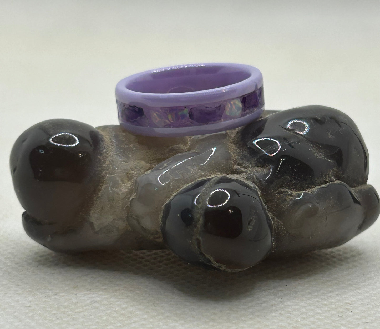 Periwinkle Opal Amethyst Ceramic Ring