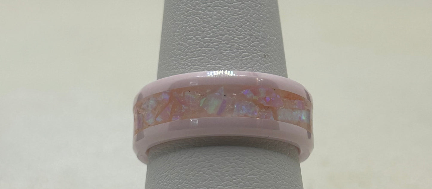 Blush Opal Pink Ceramic Ring