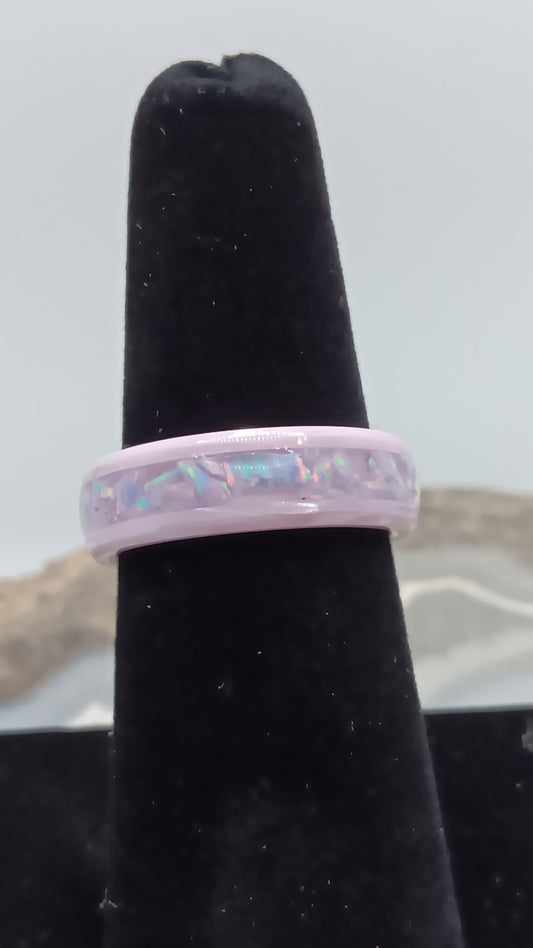 Pink Opal Ceramic Ring