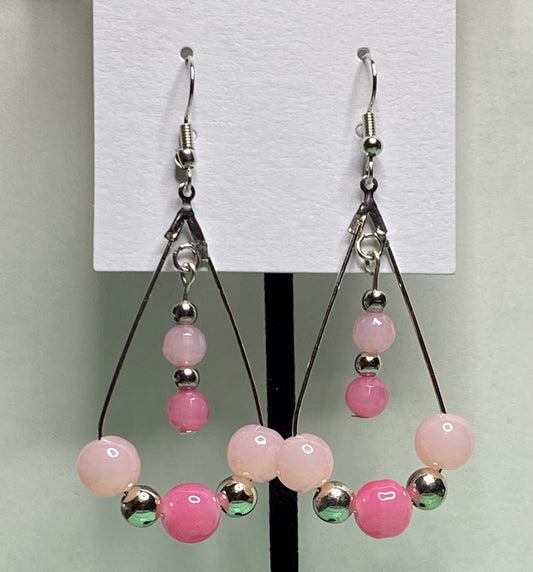 Pink Silver Dangle Earrings