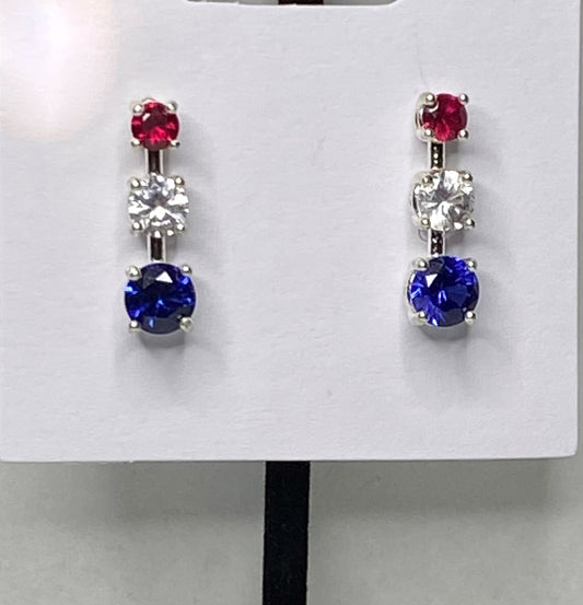 Red, White Blue Post Earrings